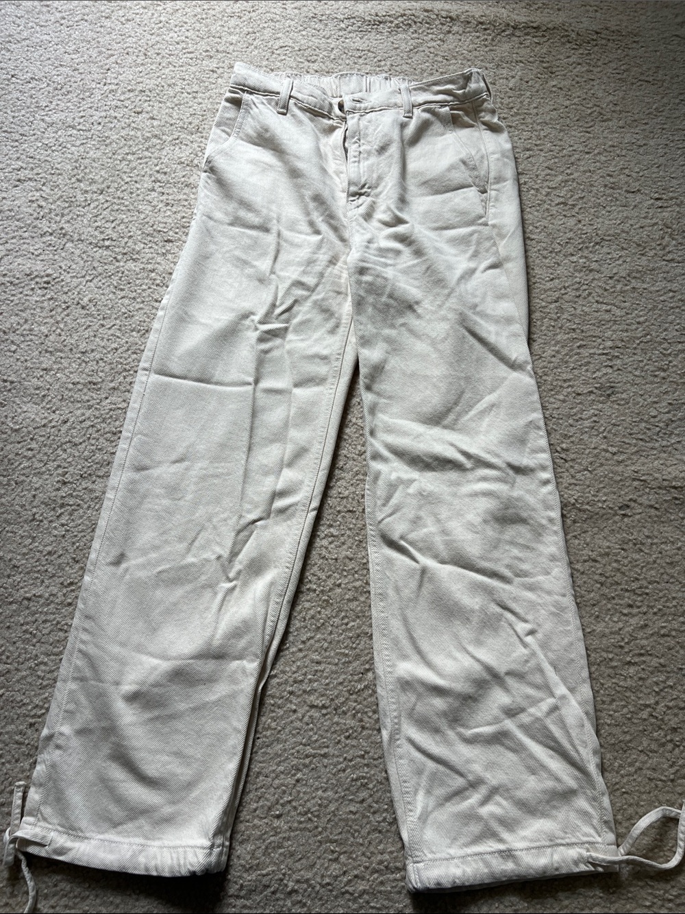 Men's Cream Straight-Leg Pants